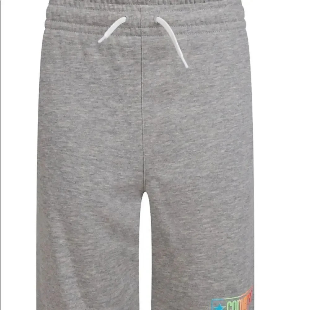 Converse Boys Gray Checker Print French Terry Shorts NWT